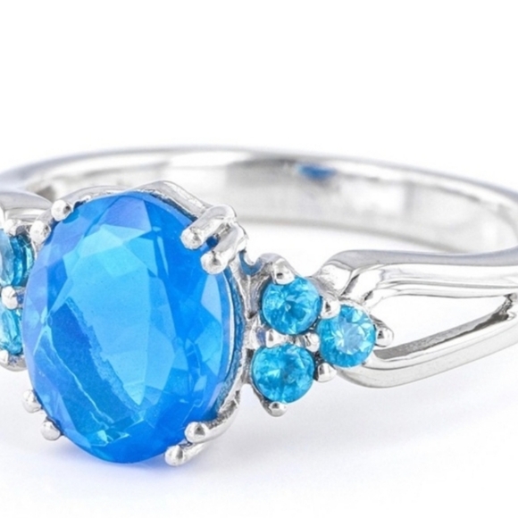 Genuine Paraiba Blue Color Opal Ring in Sterling Silver Size 8! 💙 - Picture 5 of 9